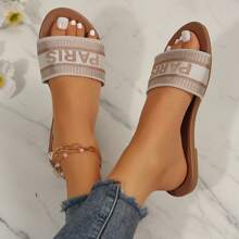 Women's Open-Toe Slippers Beach Flip Flops - Comfortable Embroidered Flats For Summer - trắng - Xem 5