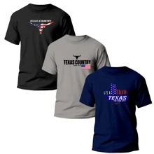 Kit 3 Country Style T-Shirts Raw Fashion Men's Shirt 100% Cotton - 藍白色 - 查看 2