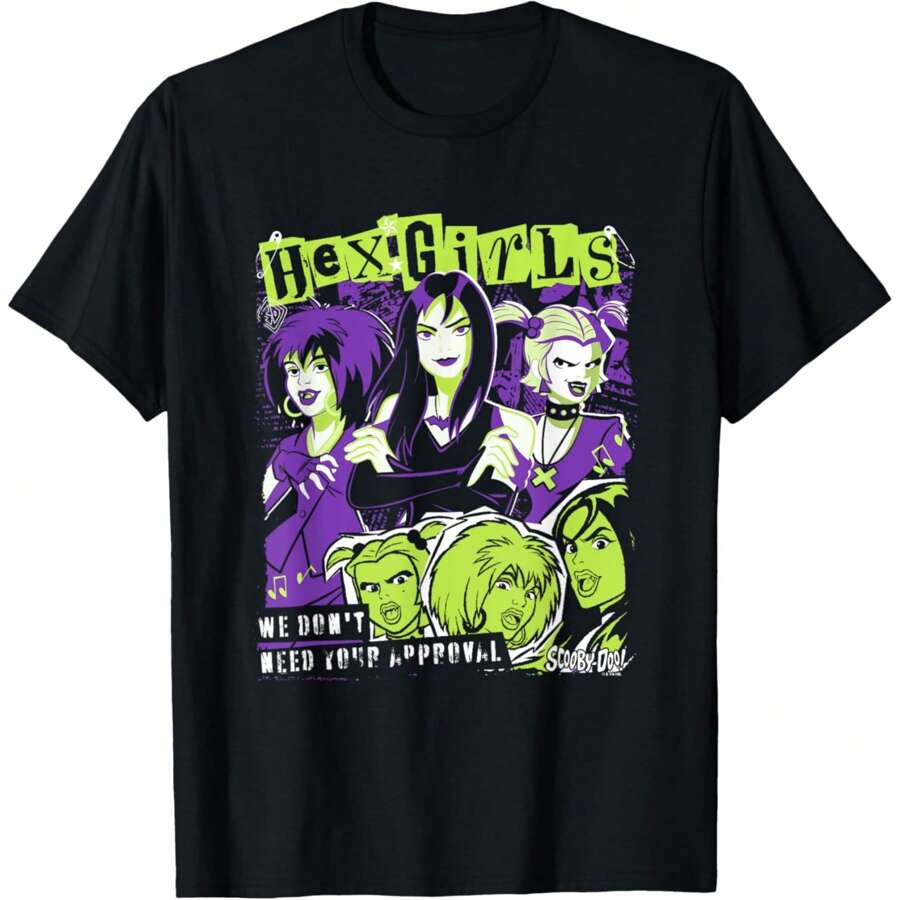 Hex GIRLS We Don't Need Your Approval Retro Logo T-Shirt - Black - View 1