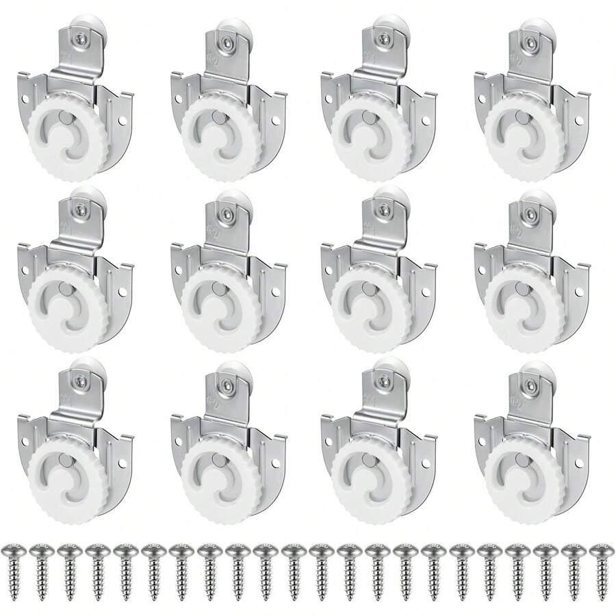 Sliding Closet Door Hardware Set, Sliding Wardrobe Door Hardware Roller Kit Includes Knob Adjustable Door Hooks And Screws - 12 Pack - View 1