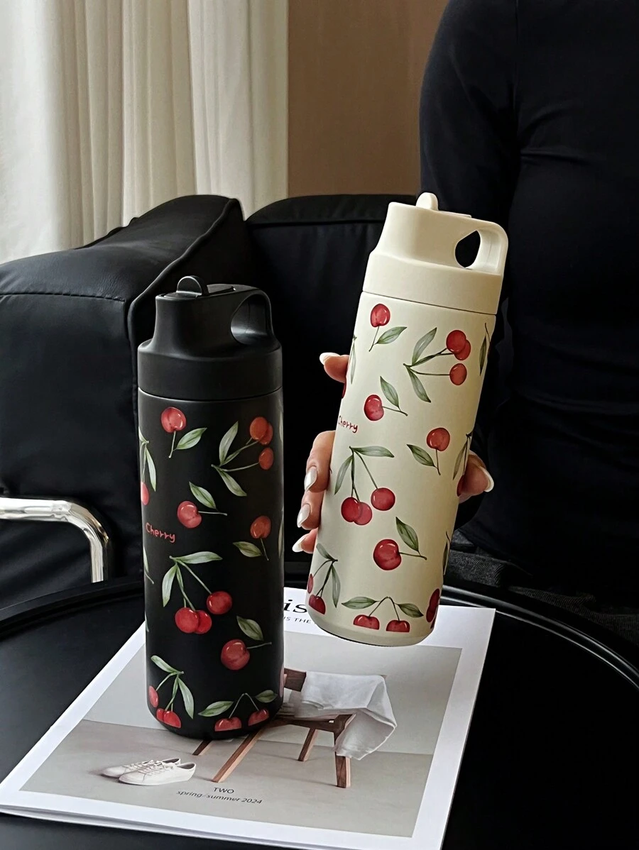 1 件 500ml(16.9oz)不锈钢双层真空隔热杯,带樱花图案,带吸管的玻璃杯,平底杯,咖啡杯,水瓶,茶杯,汽车杯,节日、生日、返校的理想礼物,适用于办公室、户外、家庭、汽车、学校等返校 - 彩色 - 查看 1