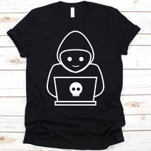 Friendly Hacker Shirt, Cute Hacker Design, Gift For Information Technology, Cyber Security Graphic, Computer Hacking, Computer Hackers Shirt - Black - View 1