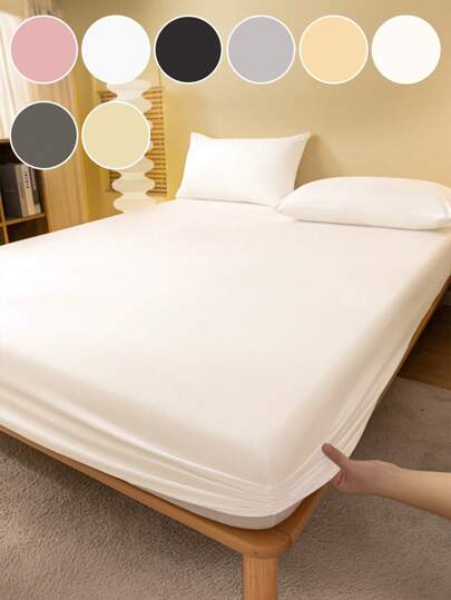 1 قطعة ملاءة سرير ذات لون واحد، ملاءة سرير، مفروشات سرير، غطاء مرتبة، مريحة وناعمة للغرفة، واقي مرتبة، ملاءة صديقة للبشرة، غطاء سرير مقاوم للأتربة لجميع الفصول، مناسبة لأسرة توأم، كاملة، ملكي، هدية عيد (لا يشمل غطاء وسادة)