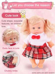 Muñeca realista miniatura de 22cm para niños, muñeca de juego informal con chupete, botella y accesorios de cesta de mano, muñeca de niña realista con ropa desmontable y cabeza giratoria 360°, regalo de cumpleaños/festividad para niñas (cada muñeca viene con 1 botella + 1 chupete, las muñecas con accesorios de cesta de mano no incluyen chupete, solo botella)