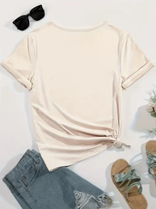 Skull Print T-Shirt, Short Sleeved Round Neck Casual Top, Spring And Summer Casual Women's Clothing