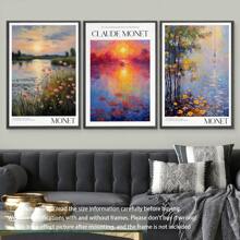 3-Piece Set, Canvas Wall Art, Framed Decorative Painting, Wall Art, Art Poster Set, Canvas Wall Painting, Classic And Modern Decor, Waterproof Canvas Painting, Suitable For Home, Office, Living Room, Bedroom, Bathroom, Dining Room - Landscape And Floral Theme Ink Painting, Vertical, Spring/Summer Gift, Birthday/Graduation Gift - Multicolor - View 8