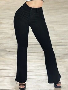 Jeans Acampanado Flare Levanta pompa Pantalon Push Up - Negro - Ver 4
