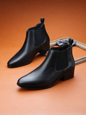 Cizme noi pentru bărbați, simple, solide, cu vârf înalt, cu vârf ascuțit, cu talpă groasă. Cizme confortabile anti-alunecare de cowboy, potrivite pentru dansuri, petreceri, nunți, motociclete, modă, la modă