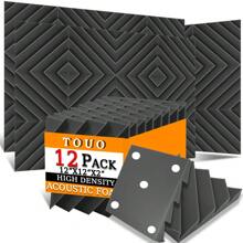 TOUO Acoustic Foam 6-48 Pcs Rhinestone Groove Foams Panels Offices Acoustic Treatment 30X30X5cm/12"X12"X2" | 30X30X2.5cm/12"X12"X1" High-Density Sound Absorbing Material - one-size - View 18