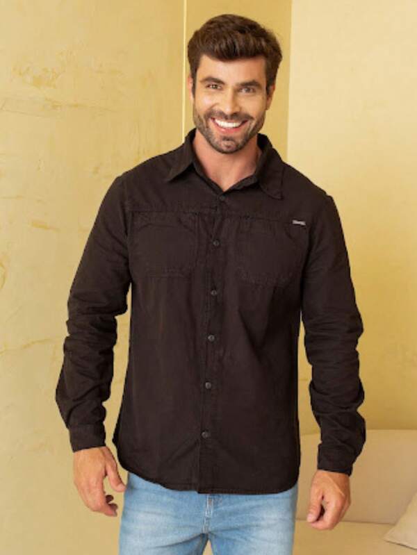Camisa Preta Masculina slim fit