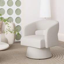 Nalupatio Swivel Barrel Accent Chair,Oversized Teddy Upholstered Round Swivel Chair,Modern Luxury 360 Degree Living Room Vanity Chair For Bedroom Office - 米色 - 查看 1