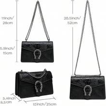 Crossbody Bags For Women - Snake Printed Clutch Purses Leather Chain Shoulder Bags Evening Handbags - Bright Black - 查看 3