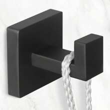 16 Pack Towel Hooks Hand Towel Holder For Bathroom Wall Livingroom Bedroom Kitchen Closet Heavy Duty Stainless Steel Hook Hanger For Robe, Bath Towel, Coat (Square Matte Black)