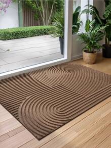 1pc Brown Striped Geometric Vintage Doormat, Modern Style All-Season Entrance Mat Made Of Polyester, Fade-Resistant, Low Profile, Non-Slip, Easy To Clean, Suitable For Patio, Indoor, Outdoor, Corridor, Garden Decor, Thick Entryway Decor Bathroom Kitchen Decor - Brown - View 6