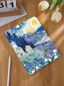 Étui de protection pour tablette avec peinture à l'huile du ciel étoilé, compatible avec iPad 9.7/10.2/10.5/10.9/12.9/Pro 11, Galaxy Tab A7 Plus 10.95", MatePad 10.4", Tab, etc., avec fente pour stylet/anti-chute/veille/réveil automatique