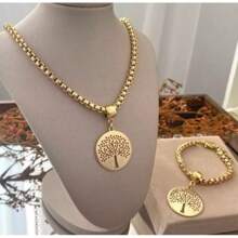Necklace Cord And Bracelet Link Portuguese Old Coin Tree Of Life. - 金色 - 查看 2