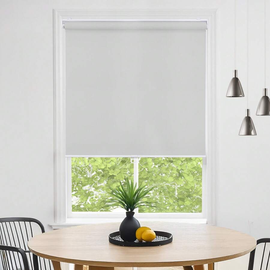 1Pc Deconovo Blackout Roller Cordless Window Shade - With Draw Rod, Modern Waterproof Rectangular Simple Design, 100% Blackout Window Treatment, Perfect For Home/Office - 淺灰色 - 查看 1