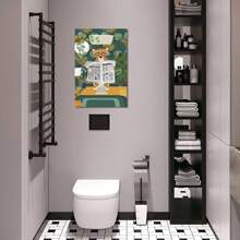1pc Canvas Print Funny Cheetah Reading Newspaper On Toilet Print Painting Fashion Tropical Plant Wall Decor Picture Print Craft Canvas Decor Framed Ready To Hang.