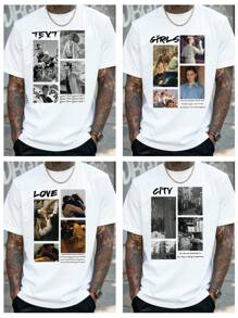 Personalized Photo Customized T-Shirt For Men, Spring/Summer, Customized Patterns - Upload Your Photo/Couple/Family/Pet/Best Friend, Input Your Text/Name/Message/Fun Texts/Blessings, Black Tee, Holiday Gift, Anniversary Gift, Company Team Building Uniform, Music Festival Outfit, Gift For Him, Short Sleeve, Party Wear Ornamental,Dawg Stylish,Fashion,Hipster,Contracted,Easy Costume,Modest Fashion,Minimal Chic,Casual Custom,Unique,Personalized Ideal Gifts For Him Family,Boyfriend,Friends,Children For Anniversaries,For Birthdays,For Holiday/Vacation