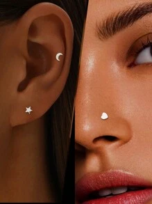 Single One S925 Sterling Zilveren Puncture Oorbel & Neuspiercing, Cadeau Voor Beste Vrouwen Meisjes Dagelijkse Verkleedcadeau Voor Moeder, Zussen, Vriendin Cadeau