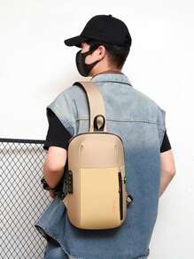1 peça bolsa de peito masculina de alta qualidade, bolsa transversal preta com trava de senha antirroubo, orifício para fone de ouvido, adequada para adolescentes, casual, atividades ao ar livre, esportivas, viagens, formatura, presentes de aniversário