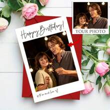 1/5/10pcs Customizable Photo Birthday Card With Photo And Envelope - Suitable For Gifting To Family, Boyfriend, Girlfriend, Siblings, Spouse, Colleagues, Adding A Personalized Creative Touch!