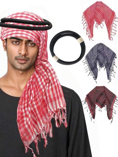 2 Pcs Style Arabic Men's Turban Headwrap, Headscarf Head Cover Accessories