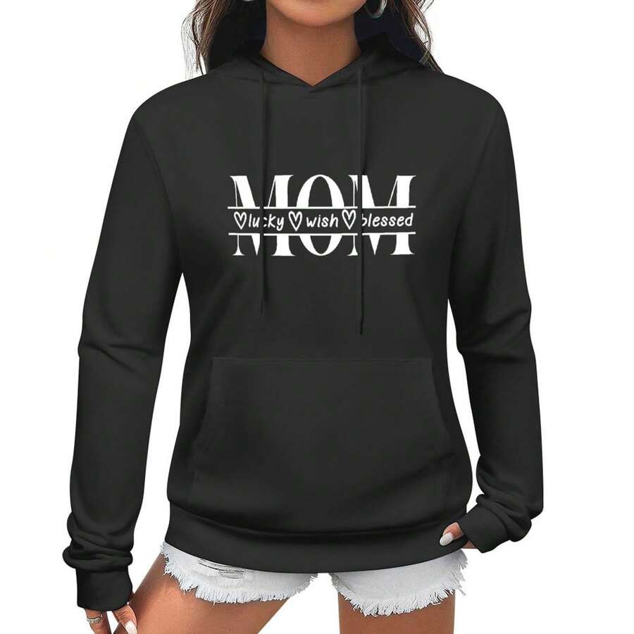 Lucky Wish Bl-Essed Casual Long Sleeve Print Funny Designer Hoodie Vintage Graphic Hoodie For Women, Suitable As A Gift
