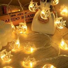 1 Pack 20/40 LED Moon Star String Lights For Home Garden Outdoor Indoor Bedroom Courtyard Party Activities Decoration(Without Battery)