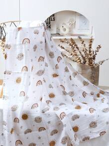 1pc Soft & Warm Bamboo Fiber Double-Layer Baby Muslin Swaddle Blanket - Multicolor - View 3