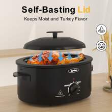 Sunvivi Electric Turkey Rotisseries And Roasters Oven With Visible Glass Lid, Black - Black - View 7