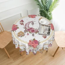 1 pieza Mantel con Temática, Impermeable y a Prueba de Aceite, de Poliéster Lavable con Estampado, Adecuado para Decoración de Cocina o Mesa de Comedor al Aire Libre - Multicolor - Ver 5