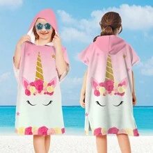 1 Peça Roupão de Banho Infantil, Roupão de Praia Infantil para Bebês e Crianças Pequenas, Toalha de Banho com Capuz de Microfibra Usável, Tartarugas, Flamingos, Unicórnios, Degradês, Rosquinhas, Listras, Tema de Palma, Casamento de Verão, Decoração de Casa de Banho, Volta às Aulas