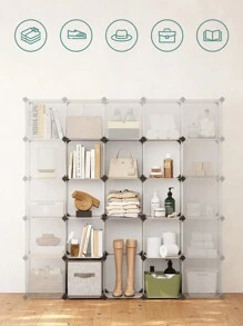 SONGMICS Modular Wardrobe, 16-Cube Wardrobe, Modular Shoe Rack, 31 X 123 X 123 Cm, PP Plastic Shelf, White MLPC44L - White - View 7