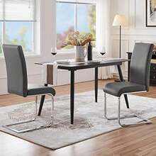 Dining Side Chairs High Back Dining Room Chairs Metal Home Kitchen Furniture Modern 2PCS, Gray