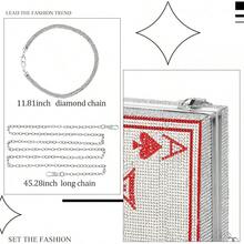 Women Poker Card Evening Clutch Purse Casino Vegas Novelty Purse Hearts Bags Playing Cards(Black,Of Hearts) - 紅色 - 查看 3