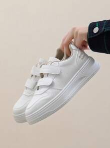 女士时尚百搭休闲厚底运动鞋，简约设计，适合日常穿着 - 白卡 - 查看 8