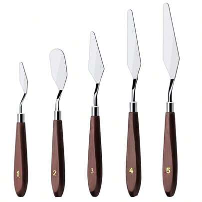 Cake Cream Spatula 5 Pieces/Set Stainless Steel Frosting Baking Pastry Tool Mixing Set Cake Icing Oil Painting Decorating Cream Toner Tool