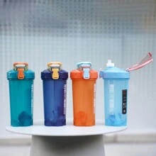 1pc 550ML Shaker Bottle Classic Loop Hook & Leak Proof,Scale ,A Small Stainless Whisk Blender,Dishwasher Safe Sports Fitness Protein Powder Mixing Cup Camping Cup Water Bottle Coffee Cup Large Sports Shake Cup, With Stirring Ball, For Protein Powder Shake Drink Mixing, Sports Water Bottle, Suitable For Gym, School Playground Work And Others - Multicolor - View 2