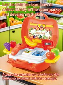 儿童过家家玩具收纳手提箱，采用 PP 材质，适合 3-6 岁女孩，包含木工工具、厨具、化妆品、医疗用品、水果市场玩具套装，非常适合角色扮演乐趣，儿童节礼物（1 件，附儿童证书）