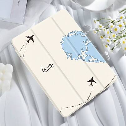 蓝色心形图案平板电脑保护壳，兼容 iPad Mini4/Mini5/Mini6/Air 5th Gen 2022/Air 11in 2024 (M2)、Galaxy Tab A9 Plus 10.95 英寸、MatePad 10.4 英寸、Tab 等型号，带铅笔槽/防摔/自动睡眠/唤醒