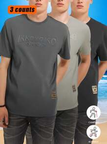 [Spring/Summer]3-Piece Men's Loose Fit Quick-Dry Breathable Sweat-Wicking Short Sleeve T-Shirt Sports Top