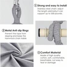 Y- Stop Hammock Chair Hanging Rope Swing Chair, Max 500 Lbs, 2 Seat Cushions Included, Removable Steel Spreader Bar With Anti-Slip Rings, Hardware Kit-For Indoor Or Outdoor(Dark Grey) - Light Grey - View 3