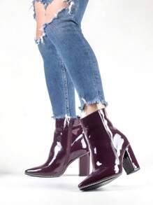 BOTINES COLOR VINO DE recubierto PARA MUJER. BOTINES CÓMODOS. BOTINES PARA MUJER DE TACÓN - Granate - Ver 3