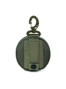 1pc Simple Style Oxford Coin Purse, Portable Round Keychain Pouch With Carabiner Clip For Men And Women, Mini Purse - Perfect Gift For Travelers & Hikers Spring School Supplies