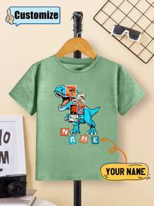 为幼儿男孩定制运动风格 T 恤，时尚百搭户外活动休闲日常穿着，春夏常规款式，4-7 岁