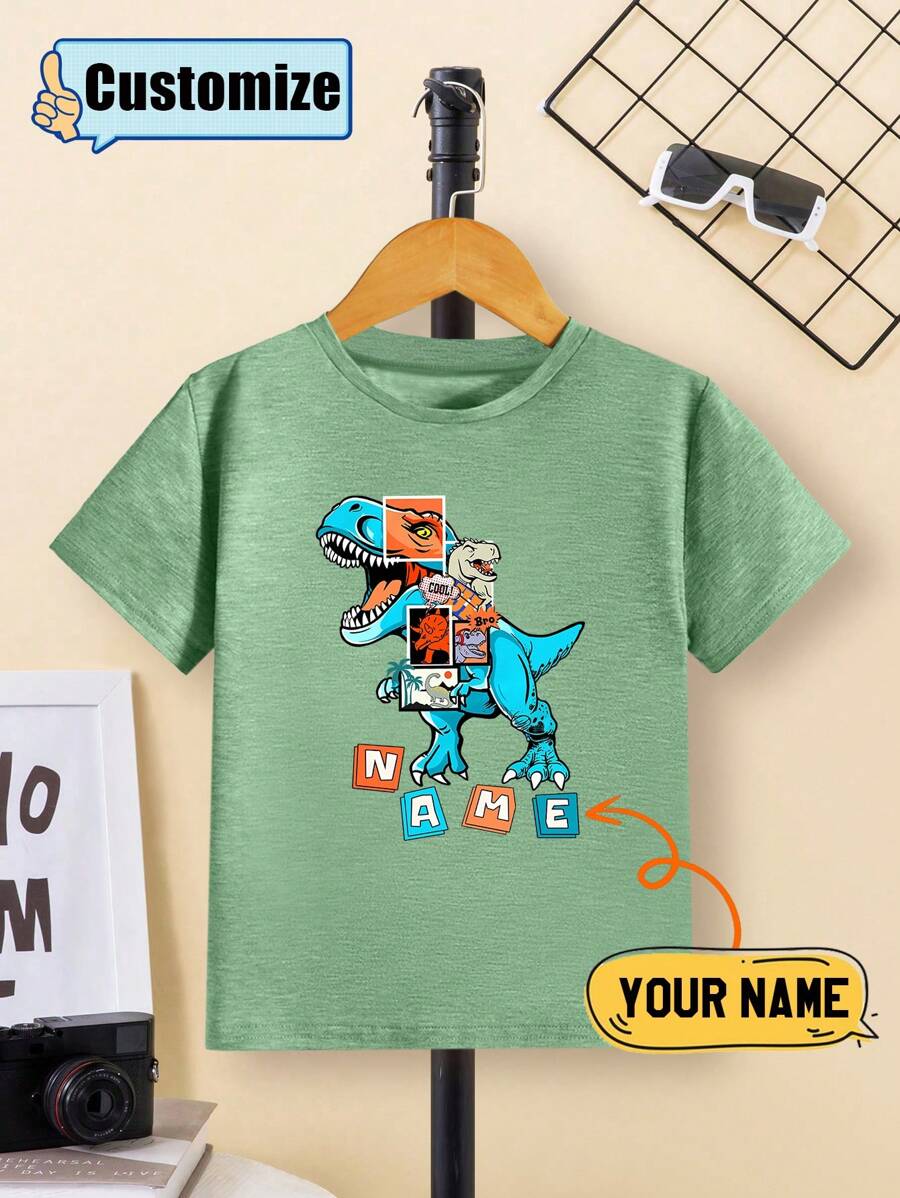 为幼儿男孩定制运动风格 T 恤，时尚百搭户外活动休闲日常穿着，春夏常规款式，4-7 岁