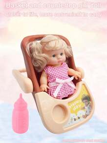 Muñeca realista miniatura de 22cm para niños, muñeca de juego informal con chupete, botella y accesorios de cesta de mano, muñeca de niña realista con ropa desmontable y cabeza giratoria 360°, regalo de cumpleaños/festividad para niñas (cada muñeca viene con 1 botella + 1 chupete, las muñecas con accesorios de cesta de mano no incluyen chupete, solo botella)