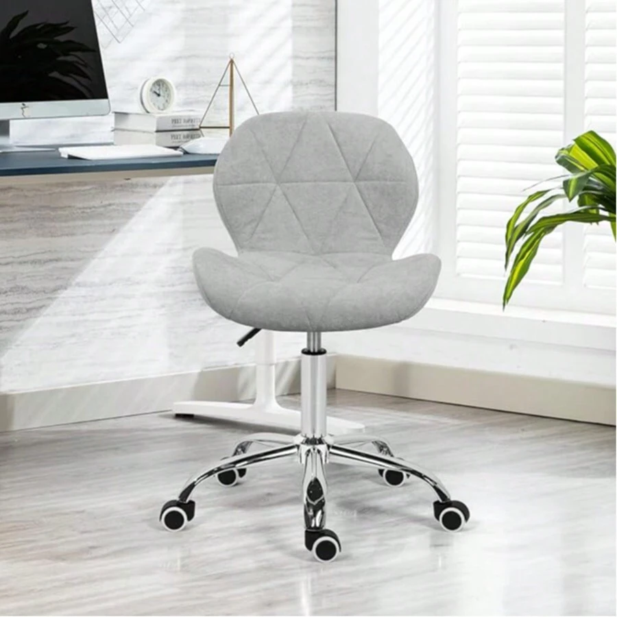 Modern Labm Wool Swivel Office Chair, Height Adjustable Padded Armless Desk Chair With Wheels For Home Office
