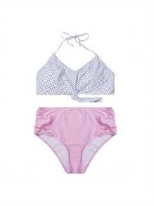 Women Sexy Swimwear 2 Pieces Bikini Sets Solid Color Bra And Bikini Bottoms - White - View 5